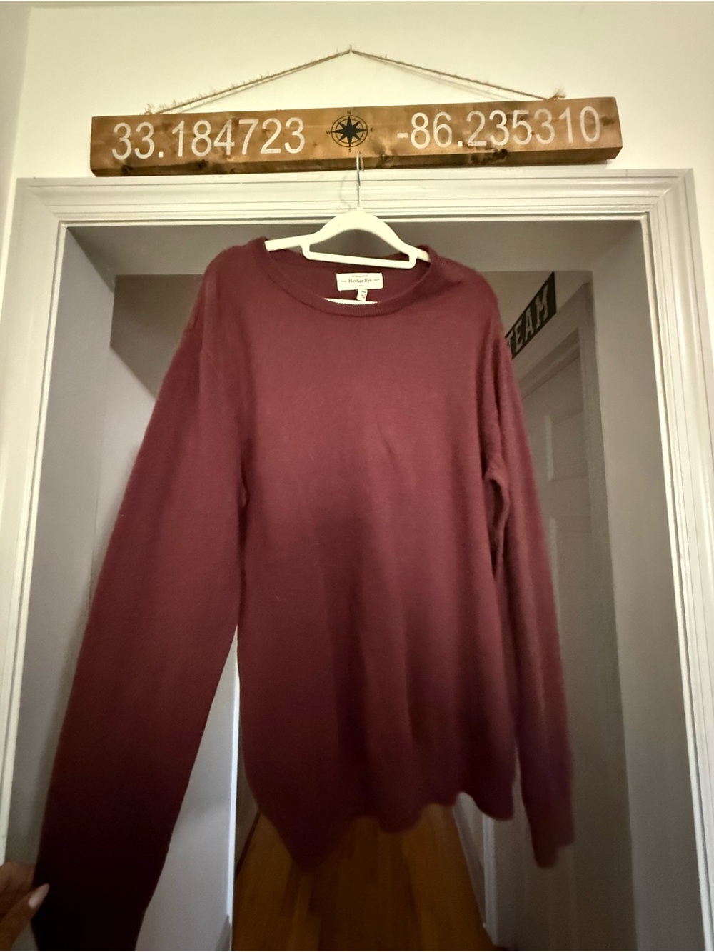 Hawker Rye Cotton Cashmere Crewneck Sweater - Burgundy